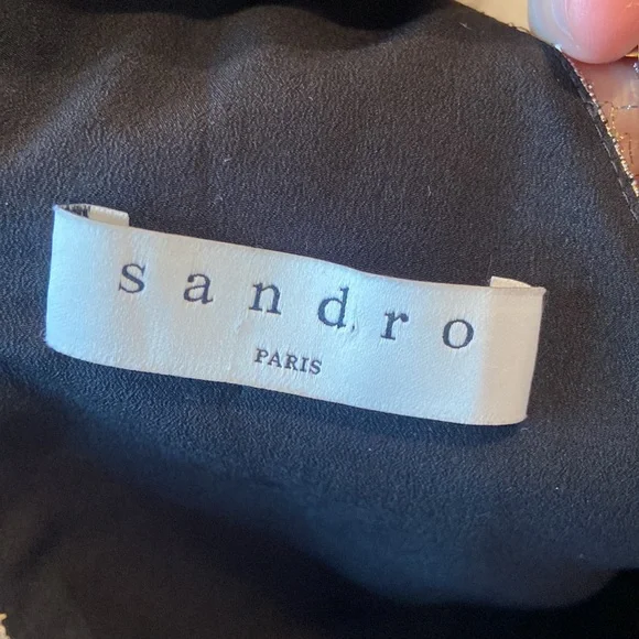 Sandro Goldie Gold V Neck Corset Dress - Picture 5 of 6